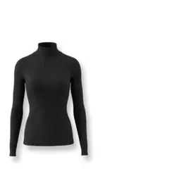 リブニット タートルネック ブラック 長袖 ハイネックニット ストレッチ