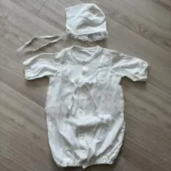 ホワイトベビードレスと帽子セット