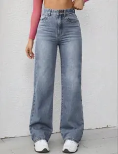 SHEIN ストレートデニム　ミディアムウォッシュ　JP-M（XS）