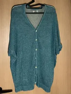 ターコイズブルー　半袖　五分丈　カーディガン