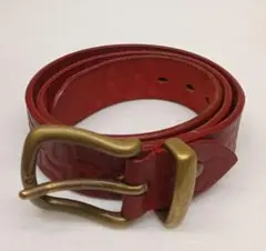 EVISU エヴィス　レザーベルト　ブラウン　エンボス　カモメ　真鍮バックル EVISU エヴィス レザーベルト ブラウン エンボス カモメ 真鍮