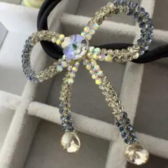 最後❤︎プレミアム限定415の4キラキラストーン可愛いリボンヘアゴム高級ヘアドレス