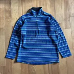 00年モデル Patagonia ハーフジップ フリース L 青黒 ボーダー
