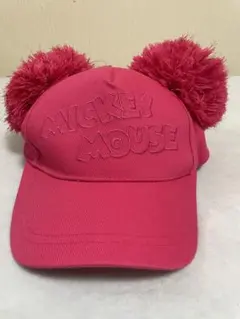 ミッキーマウス ポンポン付きキャップ ピンク
