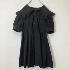 イング シャツワンピース チュニック ブラック ビッグカラー M