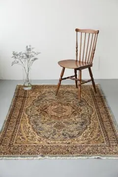 ヴィンテージラグ　トライバルラグ　ラホール産（210×124cm）青　茶　グレー