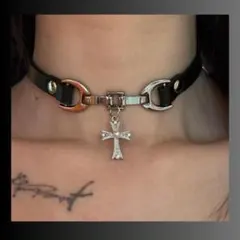 【新品】十字架 チョーカー レザー パンク 地雷系 ゴスロリ Y2K