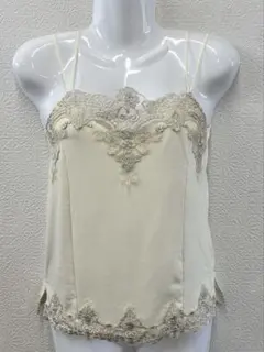 レース装飾付きクリーム色キャミソールM