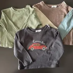 PAIR MANON ペアマノン GU 長袖シャツ 車 無地 80㎝ 3セット