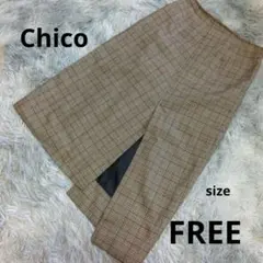 美品　Chico レディースデザインスカートFREEサイズ　裏地付き チェック柄