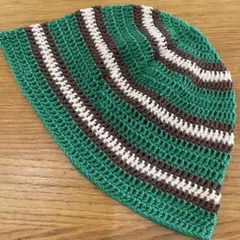 コットン バケットハット クロシェハット クラッシャーハット 手編みバケハ205