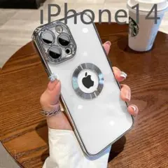 iPhone14　クリアケース　メッキ加工　シンプル　おしゃれ　シルバー