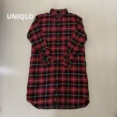 UNIQLO KIDS✺チェック柄 長袖ロングシャツ✺レッド 150cm