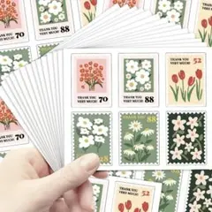 新品♡ 切手風 花柄 ステッカー シール コラージュ 素材 120枚