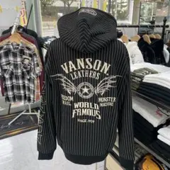 （53）VANSON ストライプ フード付きパーカー