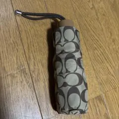 【最終値下げ】COACH 折りたたみ傘 ロゴ柄 ブラウン