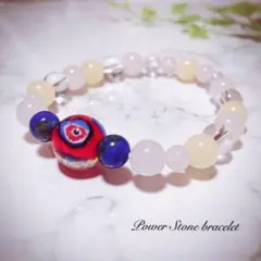 254.トンボ玉　天然石　ローズクォーツ　ラピスラズリ　ブレスレット