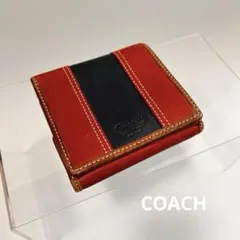 COACH 二つ折り財布 レッド×ネイビー