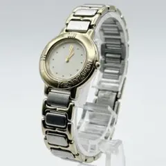 ✨新品電池・稼働✨サンローラン 腕時計 クォーツ ラウンド コンビ 白文字盤