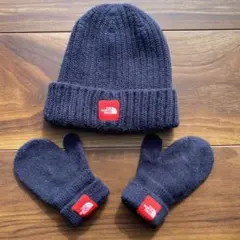 美品　THE NORTH FACE ニット帽とミトンセット　ネイビー