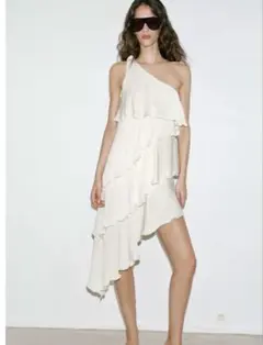 今季　ZARA フリルノット付きワンピース　XS