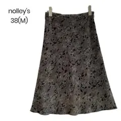 【nolley's】美品 花柄フレアスカート オフィス向け38(M) a0778