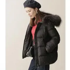 ナノユニバース 西川ダウン フードショートダウン ブラック 36