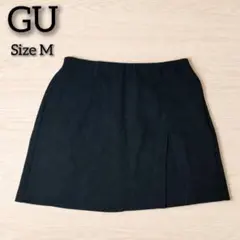 【GUジーユー】ローウエスト起毛スリットミニスカート M ブラック