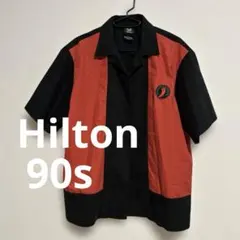 バ*を様 【90s HILTON】ボウリングシャツ XL ターコイズカラー 企業