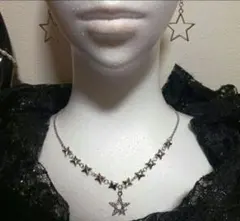 Wスターネックレス Y2K 男女兼用 グランジ ダークコア　星