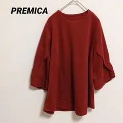 【プレミカ】カットソー　ニットカットソー　袖フリル