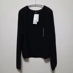 UNIQLO 3Dメッシュクルーネックセーター ブラック M