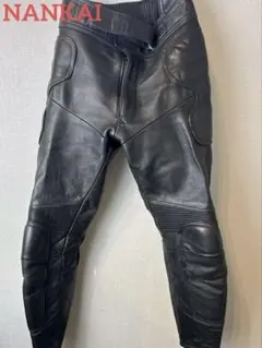 NANKAI 南海部品 牛革レザーパンツ Mサイズ 膝パッド付 ツーリング 黒