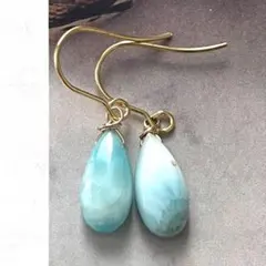 1点作品⭐︎ ペアシェイプ型ラリマーピアス　イヤリングに変更可能☺︎