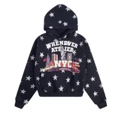 Whenever ネイビー 星柄プリント パーカー