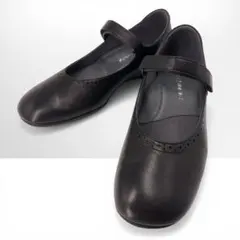 ASICS WALKING レザー ストラップパンプス 23.5cm 黒