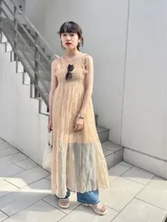 kastane カスタネ　シアーシャーリングワンピースset ワンピース フリー