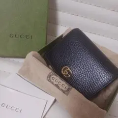 3061【未使用】GUCCIマーモントカードケース　GGロゴ　ブラック