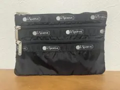 LeSportsac ブラックポーチ 3ポケット