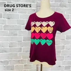 DRUG STORE'S ハート柄 Tシャツ ブタさん刺繍 サイズ2 C640のサムネイル