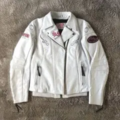 SIMPSON Angel Hearts　レザー　ダブルライダース　白　 Lのサムネイル