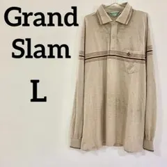 Grand Slam 長袖ポロシャツ ベージュ ワンポイント刺繍 L相当のサムネイル