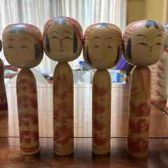こけし 人形 4体セット 名入り 木製