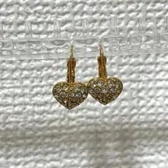 スワロフスキー ハート クリスタル ピアス ゴールド