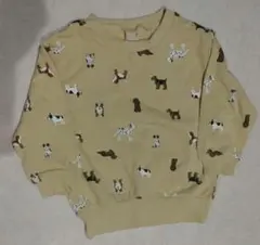 【未着用】petit main 犬柄トレーナー 100