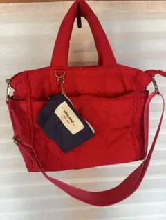 ニコアンド赤いキルティングショルダーバッグ