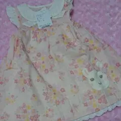 新品 クーラクール ワンピース 95 後ろフリル 花柄 ピンク キムラタン