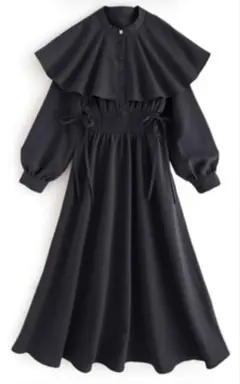 GRL サイドレースアップ ケープ ワンピース ネイビー ブラック フォーマル