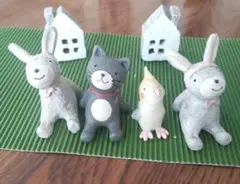 動物と家のミニチュアフィギュアセット