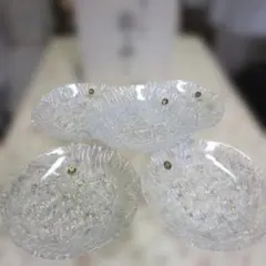 未使用　HOYAクリスタル皿　花模様の透明皿5枚セット